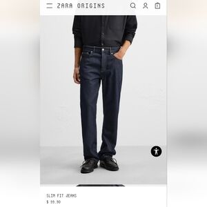 Zara men Slim fit jeans,  100 % Cotton Dark Blue Jeans Size 31